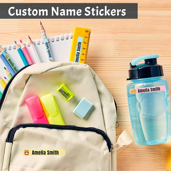 100 Pcs Personalized Name Labels for School Supplies Custom Waterproof Name Stickers Customized Daycare Water Bottles Pencil Labels(Flower)