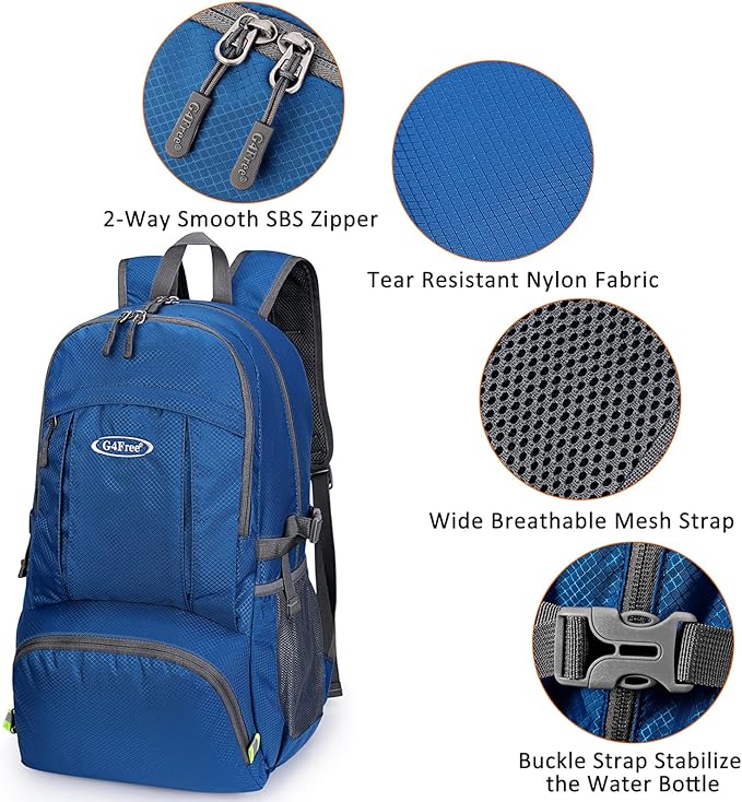 G4Free Lightweight Packable Hiking Backpack, Waterproof Travel Daypack