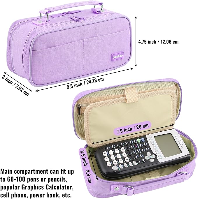 JOINPRO Large Capacity Pencil Case, 4 Compartment Pen Pouch Organizer with Double Zipper, Storage Bag for School, Office, Teen Girl Boy Men Women