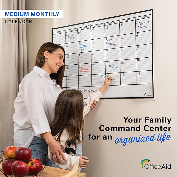 Large Dry Erase Calendar for Wall 24x36, Giant Family Office Big Reusable, Monthly Planner Erasable Month, Rolled Whiteboard White Board, 36x24 Calendar Dry Erase for Undated Wall Large Classroom
