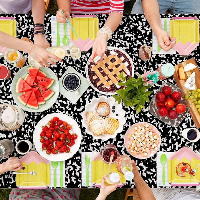 Reallnaive 146 Pcs Preschool Kindergarten Graduation Party Decoration Pencil Paper Plate Teacher First Day Back to School Party 24 Set Disposable Tableware Notebook Tablecloth for Classroom Pre K Grad