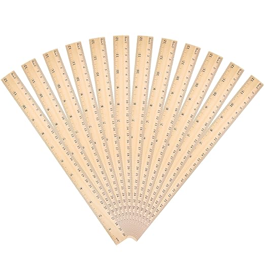 Ruler 12 Inch Wooden Rulers 12 Packs for School,Home and Office(30 cm)