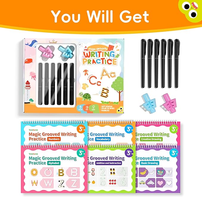 Large Magic Grooved Writing Practice for Kids 3-5, Grooved Writing Books Ages 6-8, Magic Book Handwriting Practice for Kids 5-7, Preschool Workbook Tracing Books for Boys & Girls