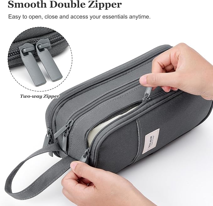 Pencil Case Pouch, Large Capacity Pencil Box Bag, Aesthetic Pen Organizer for School Supplies, Cute Preppy Stuff for Girls Boys Kids, Back to College Stationery, Grey