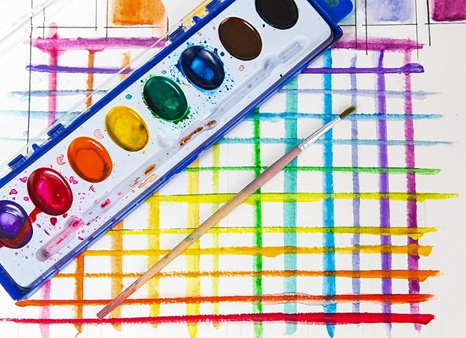 Color Swell Bulk Watercolors Paint Pack with Wood Brushes - 36 Sets with 8 Washable Colors Each - Perfect for Kids, Classrooms, Parties, Students, Donations, Party Favors