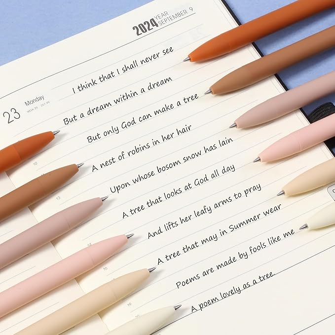 Mr. Pen- Retractable Gel Pens, 12 Pack, Black Ink, Natural Colors Barrels, Fine Point 0.5mm, Fast Dry, Smooth Writing, Cute Pens for Drawing, Writing Planner and School Supplies