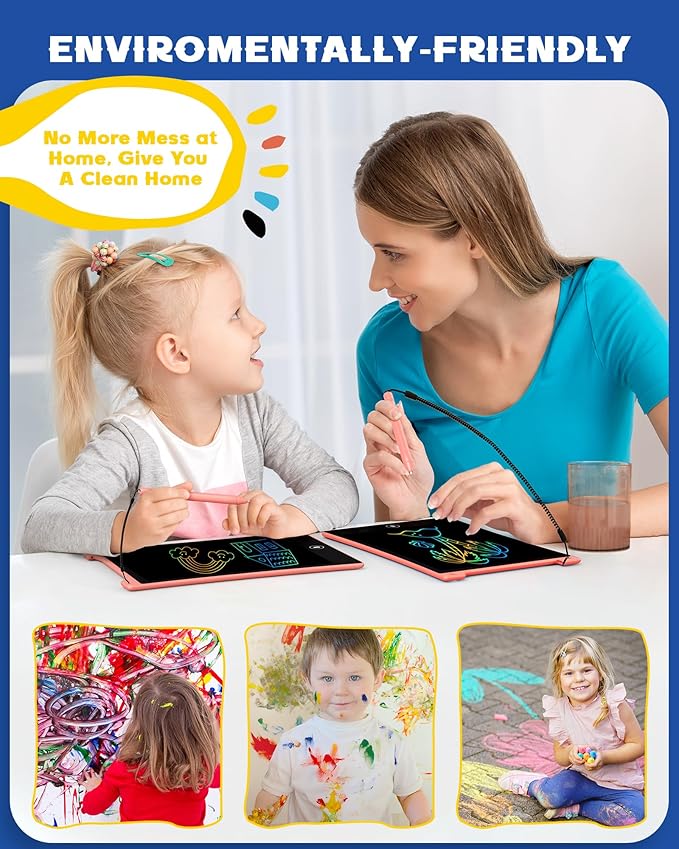 bravokids LCD Writing Tablet with Lanyard, 8.5 inch Colorful Doodle Board Drawing Pad for Kids, Travel Games Activity Learning Toys, Birthday Gift for Age 3 4 5 6 7 8 Year Old Boys Girls