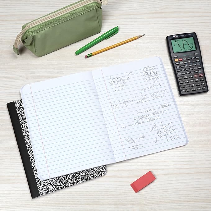 Oxford Composition Notebooks, 9-3/4 x 7-1/2 Inch School Journals, Wide Ruled Paper, Black Marble Covers, 100 Sheets per Book, 2 Pack (1002516)