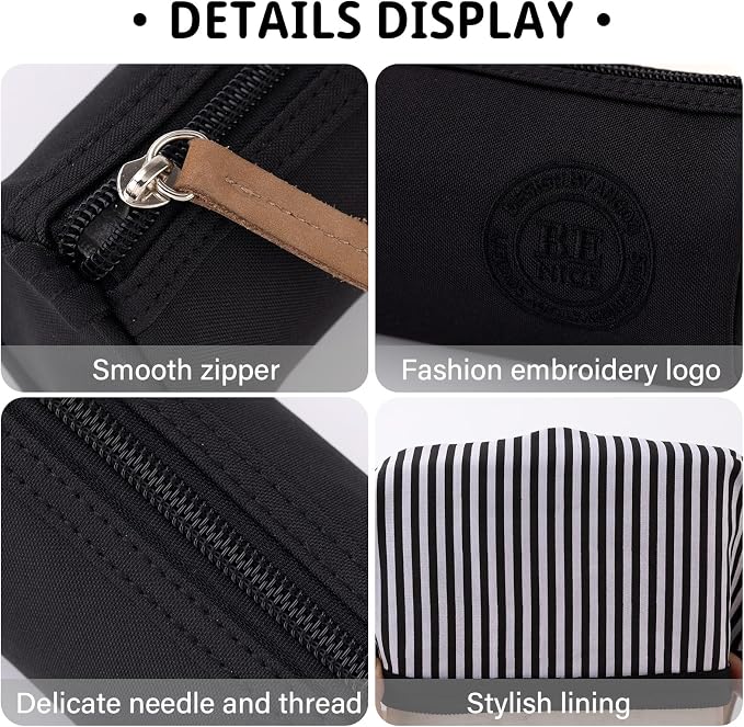 EASTHILL Small Pencil Case Pencil Pouch Stationery Pen Bag Office Supplies for Girls Women-Black