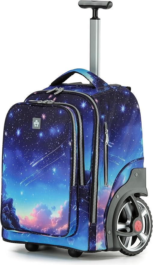 NEW TILAMI 20" Rolling Backpack for Teens Adults, Climbing Stairs Waterproof Backpack with Wheels for School Business Trave Camping with Laptop Compartment, Fit 17 Inch Laptop, Spacey Blue