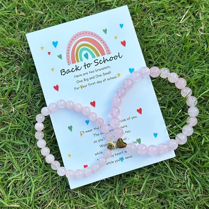 HTH Back to School Bracelets Matching Heart Mommy and Me Wish Strings Bracelet Set First Day of School Gifts
