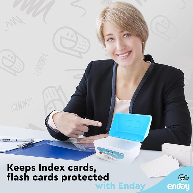 Enday Index Card Box Multicolor 3x5 Index Card Holder, Index Card Organizer, Flash Card Holder, Holds 250 Cards. (6 Pack)