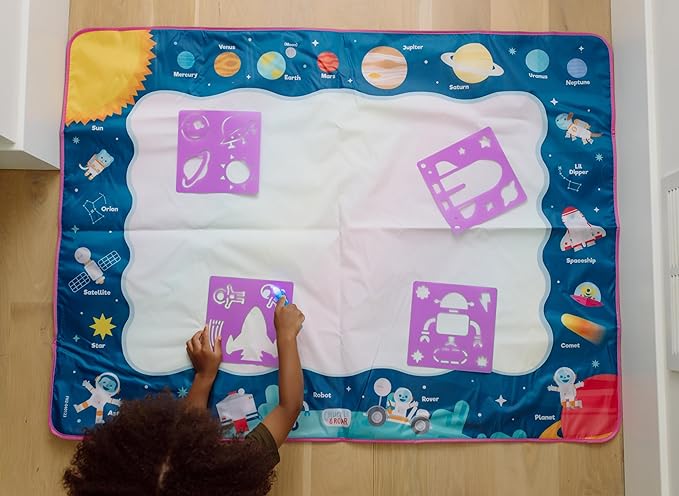 Chuckle & Roar - Aqua Draw Doodle Mat Glow - Water Color Magic Mat - Erase By Letting Mat Dry - Easy Play Anywhere - Ages 3 and Up