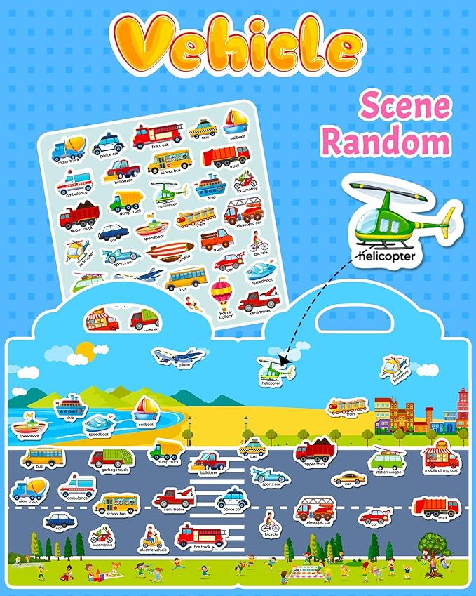 Walenced Reusable Sticker Book for Toddlers, Travel Stickers for Kids, Toddler Craft Activities Toys, Birthday Gifts for Boys & Girls