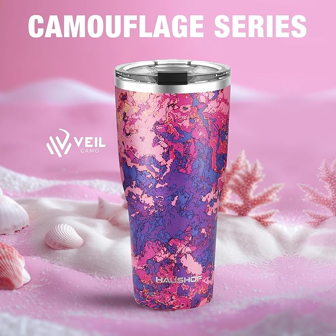 HAUSHOF 20 oz Tumbler, Stainless Steel Vacuum Coffee Tumbler, Durable Insulated Tumbler Cups for Hot and Cold Drinks, Portable Water Tumbler with Lid for Office, Camping, Sports