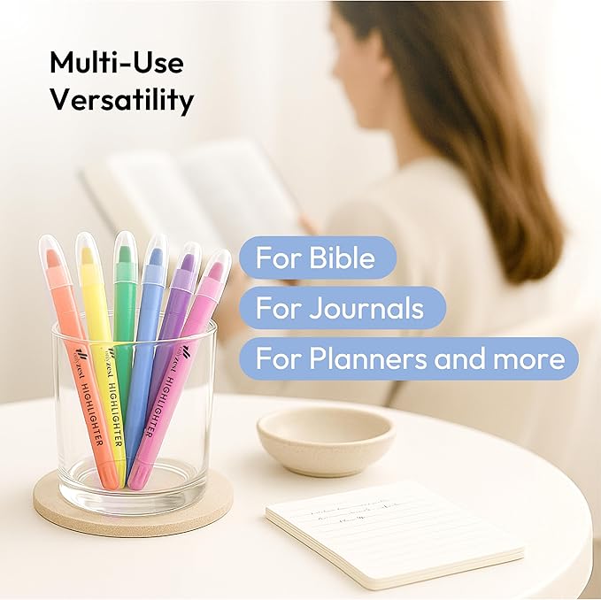 10 Pack Bible Safe Highlighters - Pastel Color, Wax Highlighters No Bleed, Scripture Markers for Journaling, Study Accessories and School Supplies