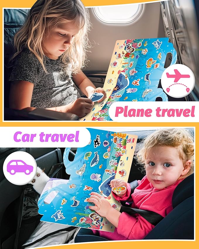 Walenced Reusable Sticker Book for Toddlers, Travel Stickers for Kids, Toddler Craft Activities Toys, Birthday Gifts for Boys & Girls