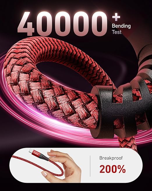 USB C to USB C Cable 60W [2Pack 3FT], USB Type C Fast Charging Cable for Car Durable Braided iPhone USB-C Cable USBC to USBC Cord for iPhone 17/16/15/Pro Max/Plus, Samsung Galaxy S23 and More-Red