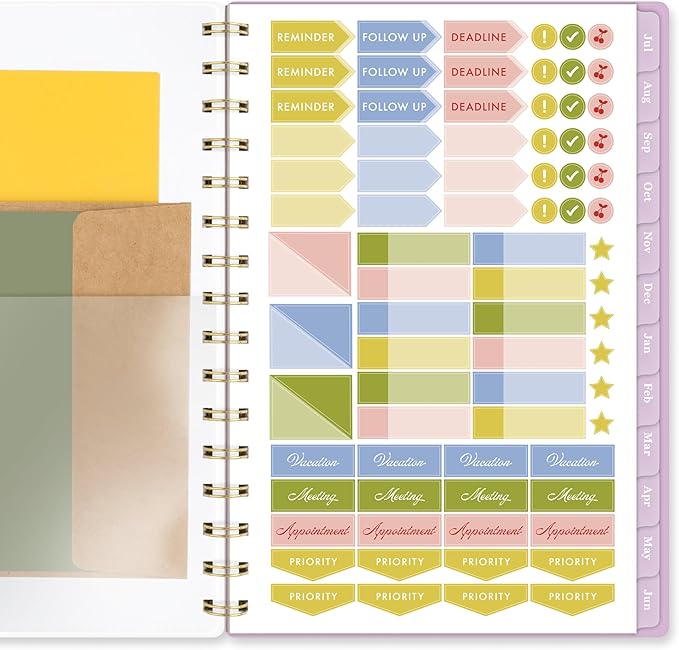 Cambridge Planner 2026-2027 Weekly & Monthly Academic 12-Month July-June, 5-1/2" x 8-1/2", Cherrywood Lane, Peony Lace (CL18-200A)
