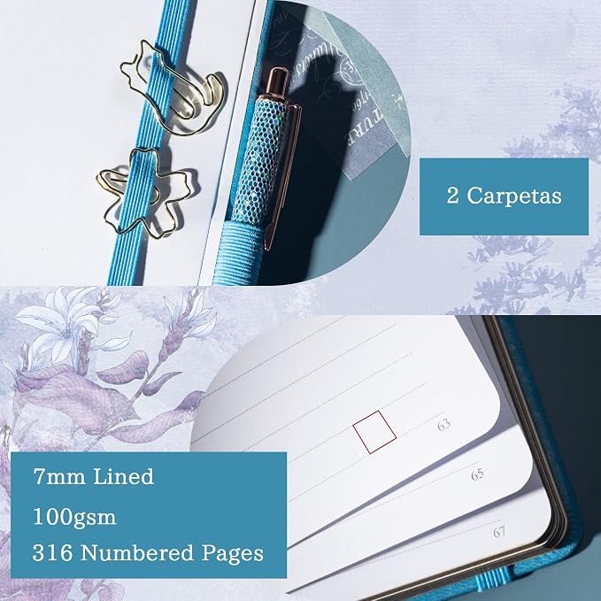 TIEFOSSI A5 Lined Journal, Cute Cat Journal for Women Girls, College Ruled Notebook with Pretty Sakura Pattern, Aesthetic Diary for Writing Journaling Drawing, Golden Edges
