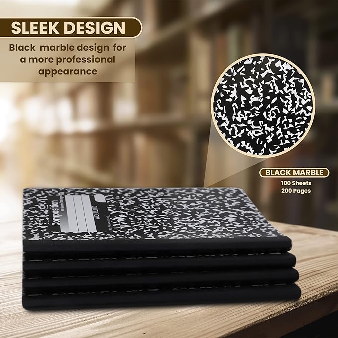 Composition Notebooks, Wide Ruled Paper Writing Journals, Marble Cover Composition Books, 100 Sheets, School Notebooks, School Supply Notebooks Bulk, Student Journal Notebooks Bulk, School & Office