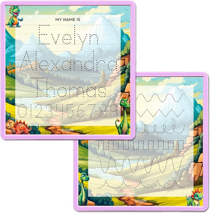 Kid's Name Tracing Board | Dry Erase Letter Tracing | Reusable Writing Practice Board | Personalized | Dinosaur Friends Theme