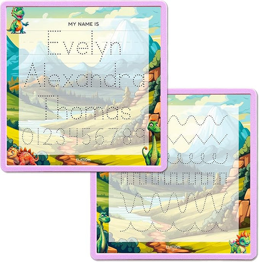 Kid's Name Tracing Board | Dry Erase Letter Tracing | Reusable Writing Practice Board | Personalized | Dinosaur Friends Theme