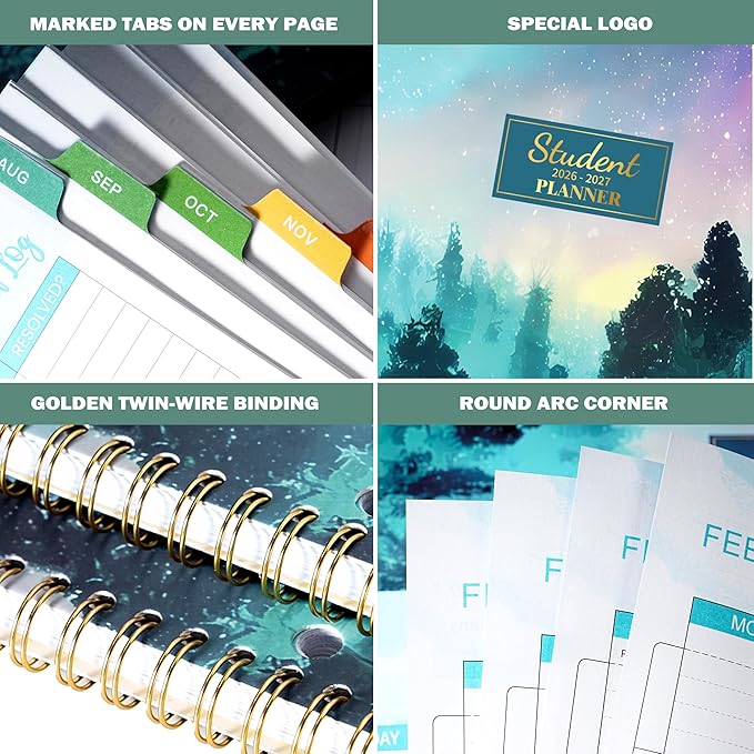 Student Planner 2026-2027, 11’’ x 9’’ Academic Year Planner (August 2026 - June 2027), School Planner 2026-2027, Weekly & Monthly Pages, Stickers, Twin-Wire Binding