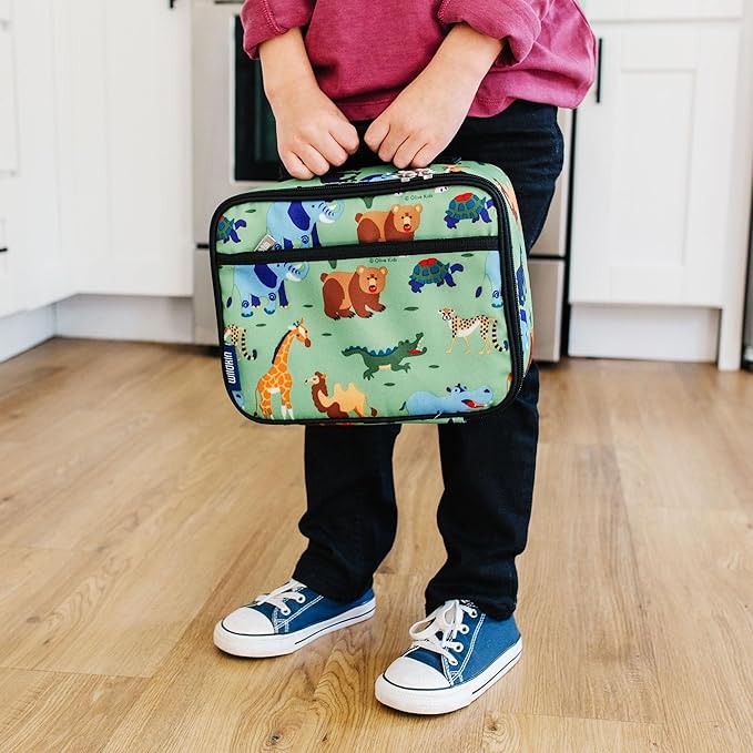 Wildkin Kids Insulated Lunch Box, Keeps Food Hot or Cold, BPA-Free with Mesh Pockets & Easy-Clean Lining – Ideal for School, Travel & Daycare – Wild Animals