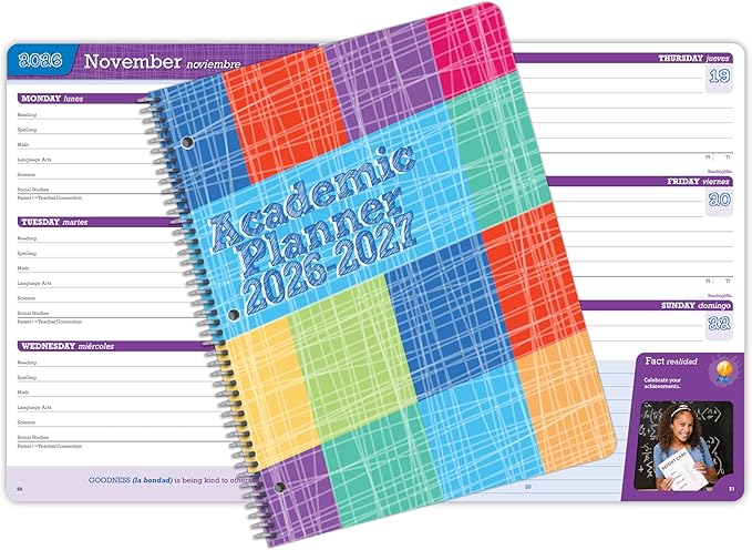 Dated Elementary Student Planner 2026-2027 Academic School Year, Large (8.5" by 11") Block Style Datebook with Imagine Cover