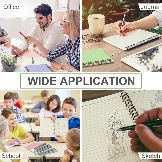 Yahenda 4 Pcs Spiral Notebooks, 1 Subject, Wide Ruled, Pastel Colors