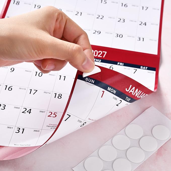 2027 Dry Erase Calendar for Wall - Dry Erase Wall Calendar 2027, Jan. 2027 - Dec. 2027, 34.6" x 22.9", Yearly Wall Calendar 2027, Wet & Dry Erase Laminated, Vertical/Horizontal, Reversible - Red