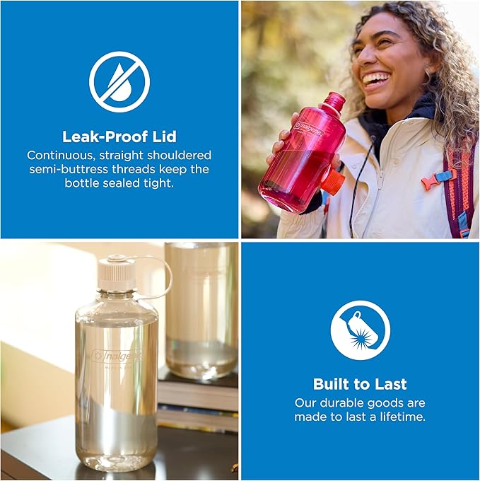 Nalgene 32 oz Narrow Mouth Water Bottle | BPA-Free, Durable & Leak Proof, Lightweight Bottle for Hiking, Gym & Travel, Cotton