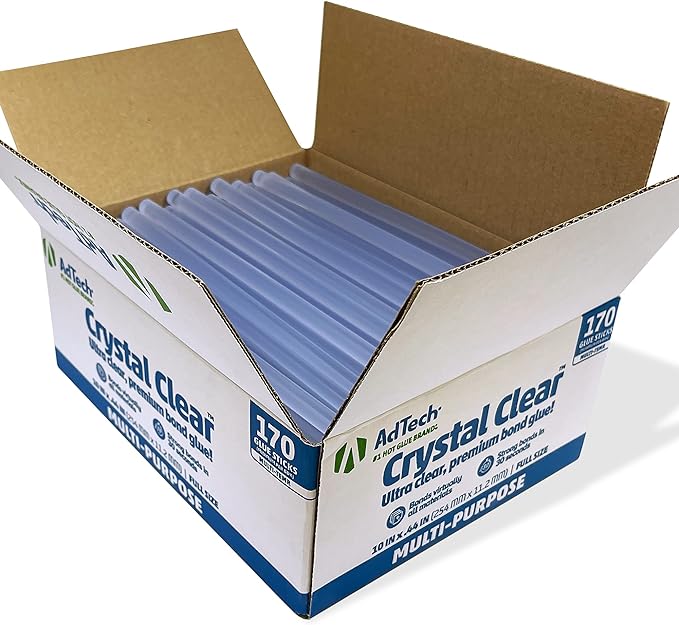 AdTech Hot Glue Sticks, 10 Inch Full Size, Clear, 170 Sticks