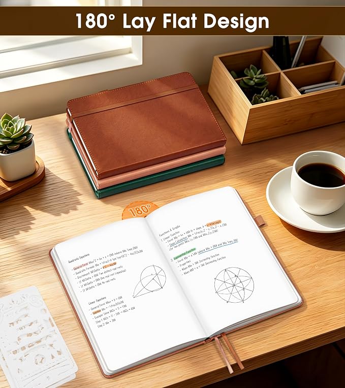 Journal Notebook, A5 Leather Hardcover Blank Sketchbook, 160 Pages, 180° Lay-Flat Binding, 100 GSM Thick Paper, for Sketching, Drawing, Art Journaling & Creative Writing (Pink)