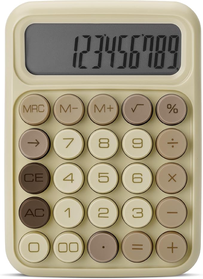 Mr. Pen- Mechanical Switch Calculator, 12 Digit Large LCD Display, Khaki Cream with Big Buttons, Mechanical Switch Calculator for Home, School, Office
