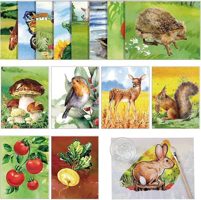 Geyee 20 Pcs Dementia Activities for Seniors Dementia Products for Elderly Paint with Water Books for Adults Reusable Water Painting Toy Painting Brush Paint Set Drawing Gifts