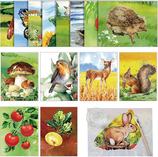 Geyee 20 Pcs Dementia Activities for Seniors Dementia Products for Elderly Paint with Water Books for Adults Reusable Water Painting Toy Painting Brush Paint Set Drawing Gifts