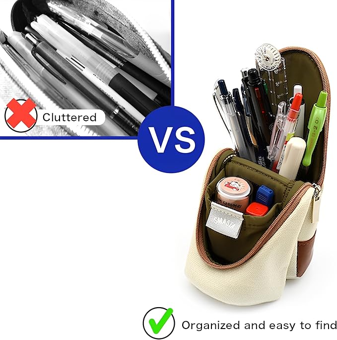 Sonic Utlim Sma-Sta Canvas Standing Pen Case and Pentel Infree Ballpoint Pen Bundle, Makeup Bag, Pencil Pouch Converts Into Smartphone Stand, Cosmetics Holder, and more, UT-4037-GL, Grey