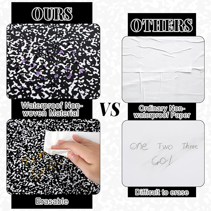 Black Composition Bulletin Board Roll Reusable Waterproof Erasable Black and White Non-Woven Fabric Bulletin Board Roll Composition Poster for Teacher Classroom Decors Wrap Crafts 15.7" x 20ft