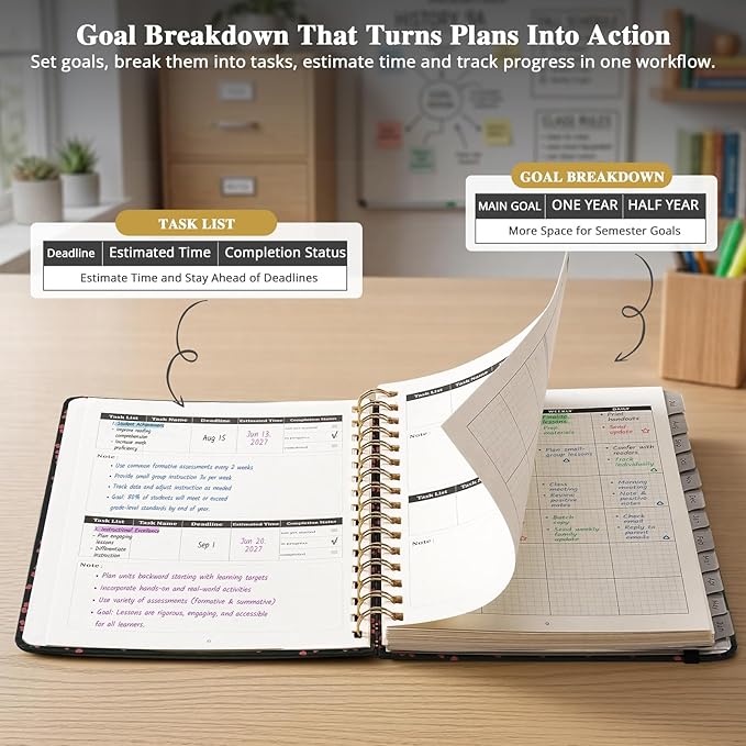 JoyCat 13-Month Academic Planner 2026-2027, June 2026 - June 2027, A5 Weekly & Monthly Planner, Hardcover Agenda with Tabs, 5 Sticker Sheets, Elastic Closure & Pocket for Teachers & Students, 6.3" x 8.5", Midnight Garden