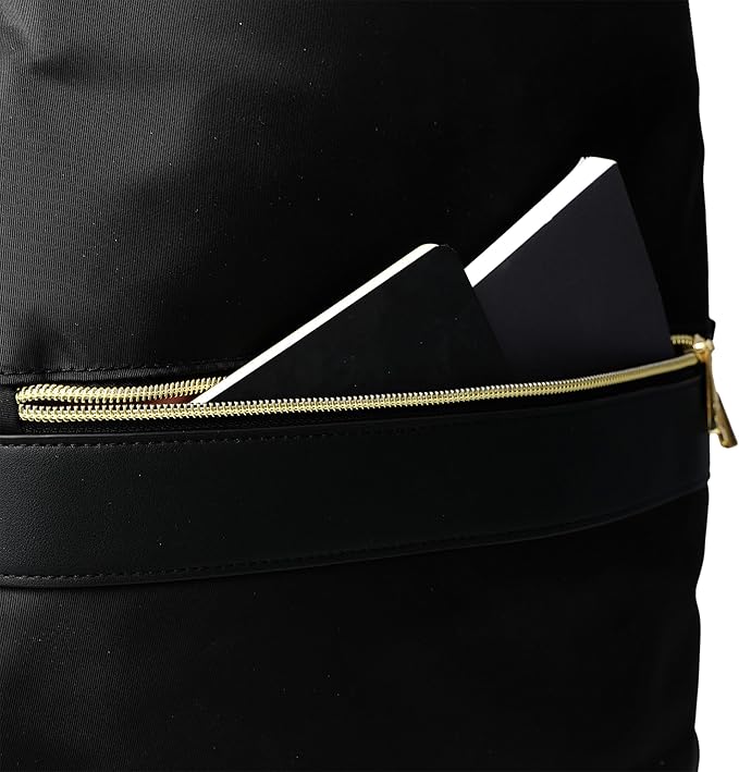 Jessica Simpson Black Laptop Backpack for Women, Work and Travel Backpack with Gold Hardware, 15" Laptop Sleeve