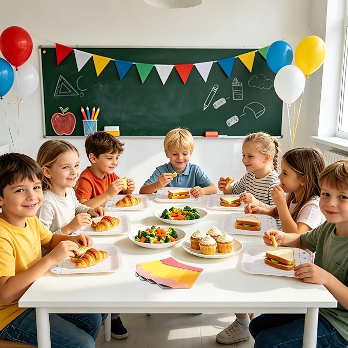 Kochorie 100 PCS Back to School Paper Plates and Napkins Set Serves 50 Dispsable Notebook Plates First Day of School Dinnerware Set for Kindergarten Preschool Classroom Composition Party Decor