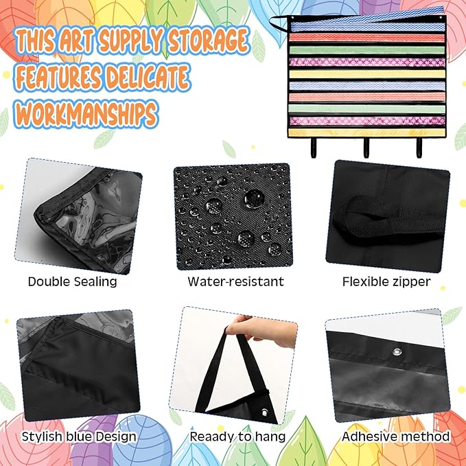 Sinload 48 x 39 inch Bulletin Board Border Storage, Foldable Border Storage Pocket Chart, Bulletin Board Borders and Wall Borders, Classroom Organizer with Storage Pockets for Teacher (Black)