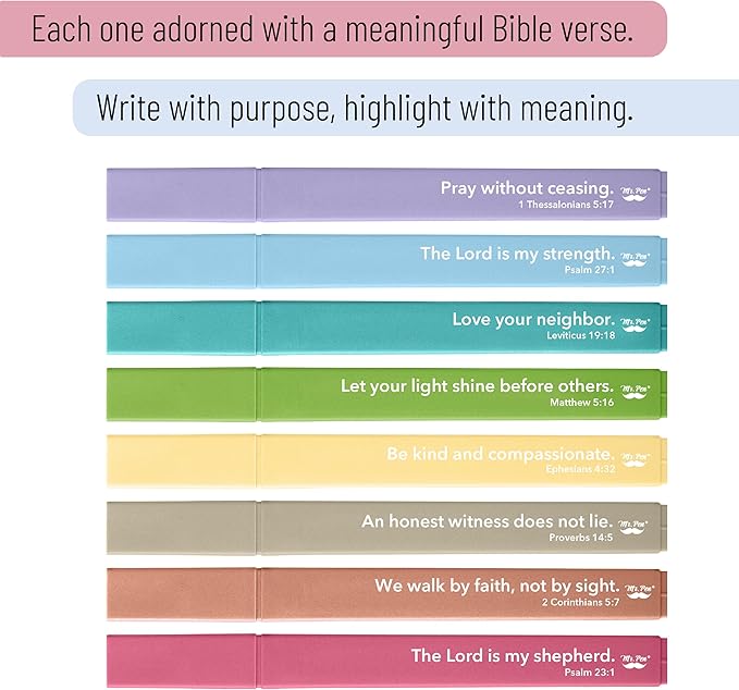 Mr. Pen- Bible Highlighters with Color-Coding System, 8 Pack, Soft Chisel Tip, Aesthetic Highlighters Assorted Colors, Fast Drying Bible Markers No Bleed Through for Journaling and Underlining