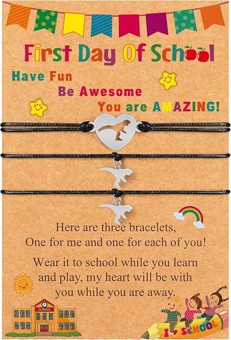 EOBOH First Day of School Bracelet Mommy and Me, Prek Matching Wish Bracelets Set, Adjustable Bracelet for Boys Girls Gifts Stuff Bulk