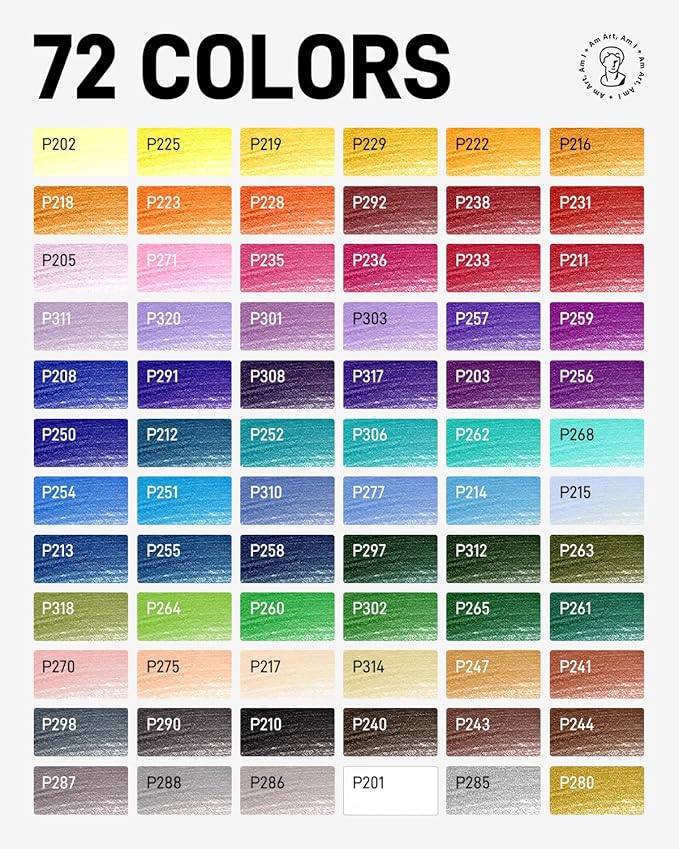 JusArt 72 Oil-Based Colored Pencils – Soft Core, Durable, Vibrant & Ultra-Smooth. Ideal for Adult Coloring, Portrait, Sketching, Landscape. Professional Drawing Pencils for Artists, Adults & Beginners