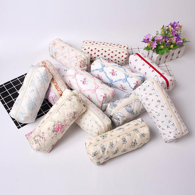 Pencil Case Office College School Storage Bag Pouch Holder Box Organizer Makeup Pouch Cosmetic Bag Aesthetic Cute Pen Case for Girls Boys Kids (Large cherry)