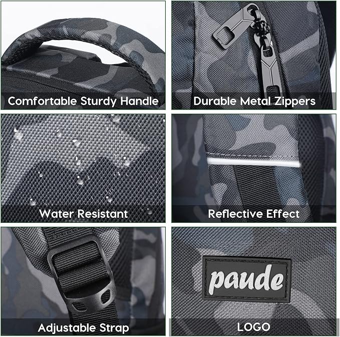 Paude 17 inch Travel Business Backpack for Men,College Backpack School Bookbag for Teens,Laptop Bookbag with USB Port and Headphone Hole,Camouflage Black