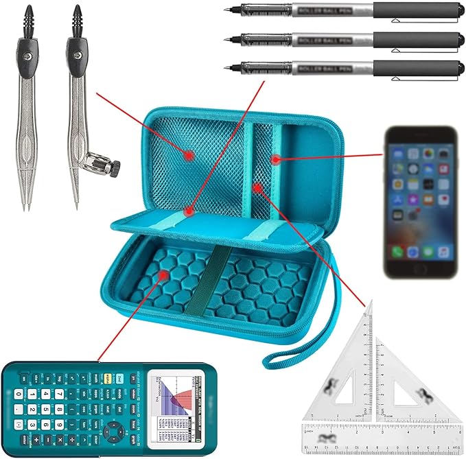 Graphing Calculators Case for Texas Instruments TI-84 Plus/TI-83 Plus CE Color Calculator, Storage Holder for TI-89/ for Casio fx-9750GIII for TI-30XS for Cables, Pens, Pencil-Green(Box Only)